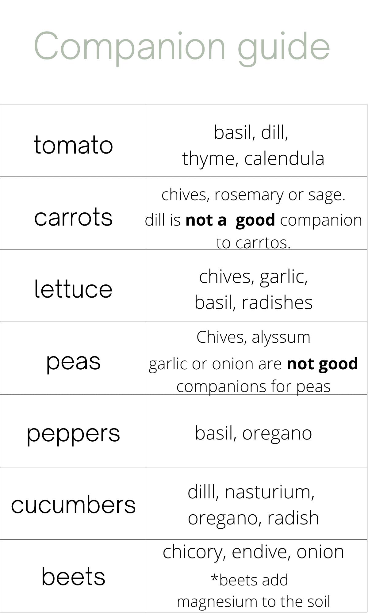 companion planting guide